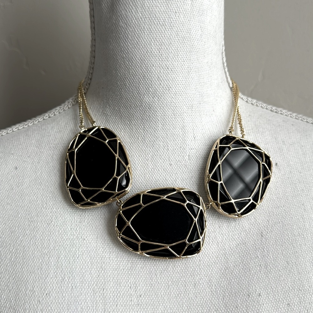 Vintage Kendra Scott Bib Statement Necklace  Marcella Black Gold